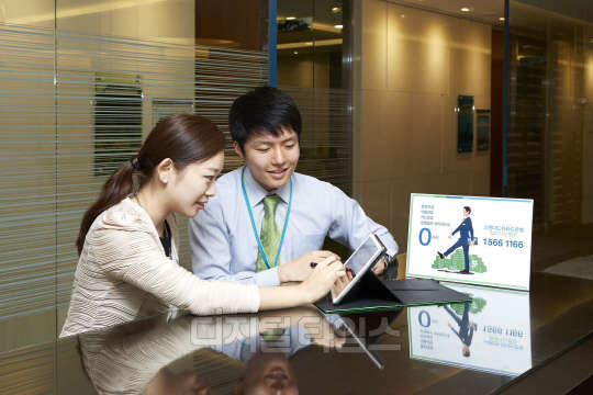 SC은행 직원들이 모빌리티 플랫폼을 사용해 보고 있는 모습.